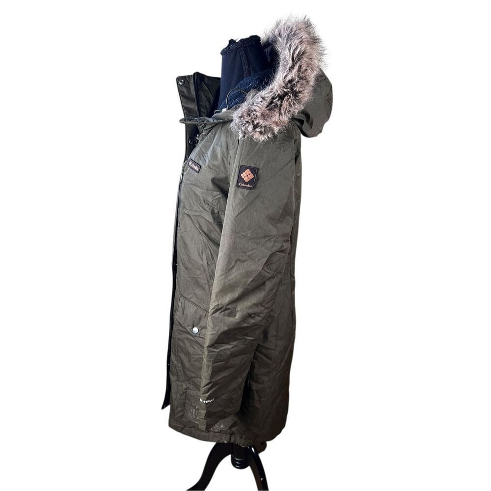 Columbia Woman's S Suttle Mountain Long Insulated Jacket Olive Green Omni-Heat - Picture 2 of 11